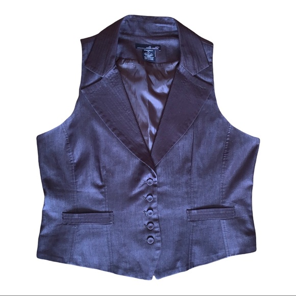 Willi Smith Brown Button Vest Women’s XL Satin Lined Tailored Dressy Career Top - Picture 9 of 11